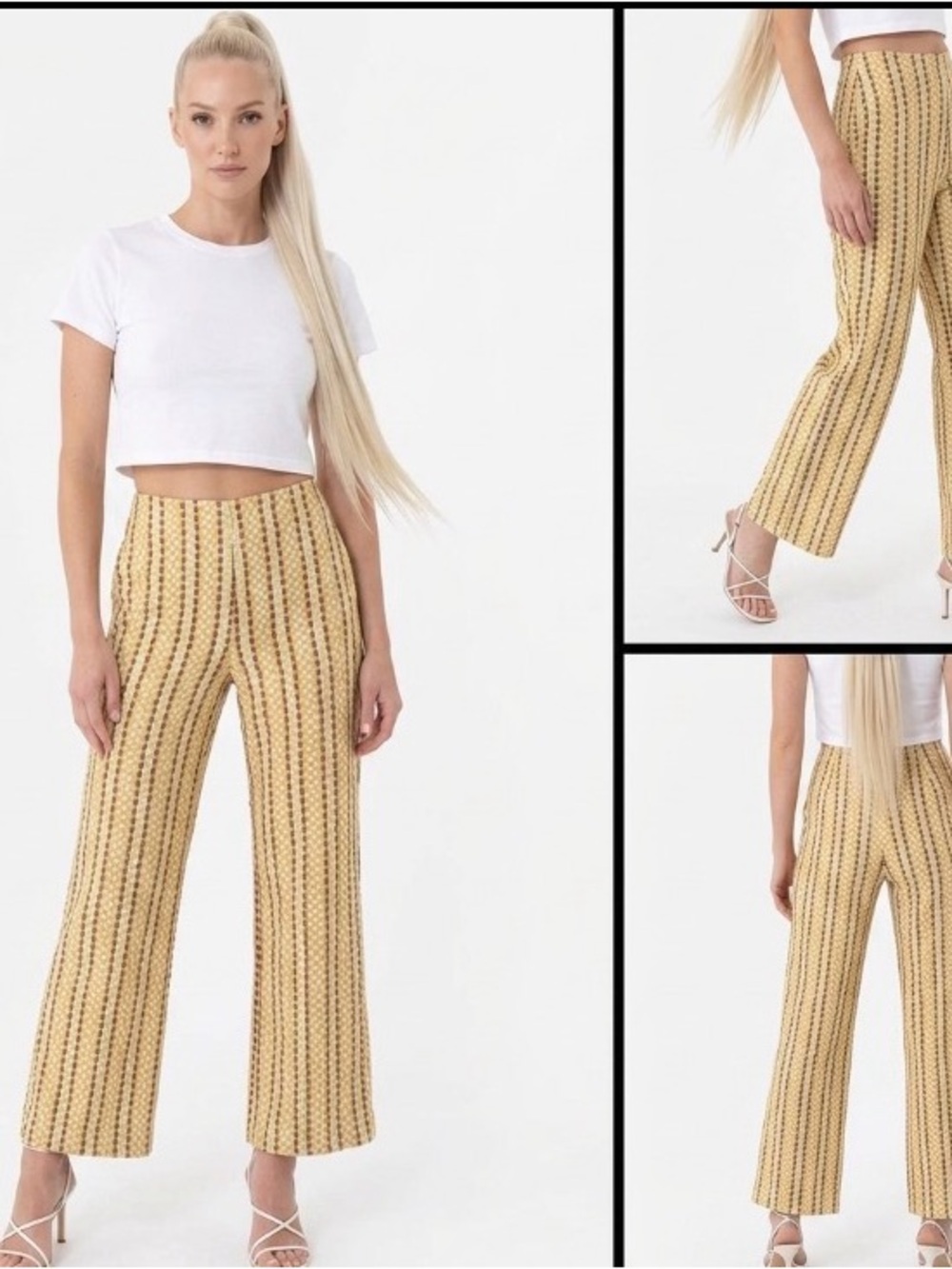 Find Me Now Judy Yellow Brick Multi Color Allover Print Y2K Retro Pants Size XS